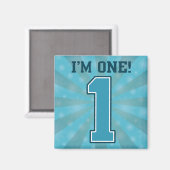 Eerste Birthday jongen, ik ben 1, Big Blue Number Magneet (Voorkant / Achterkant)