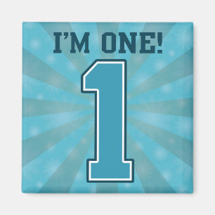 Eerste Birthday jongen, ik ben 1, Big Blue Number Magneet