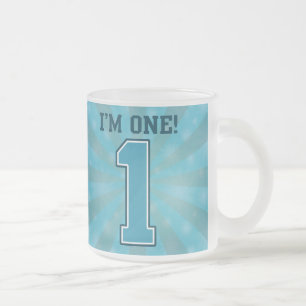 Eerste Birthday jongen, ik ben 1, Big Blue Number Matglas Koffiemok