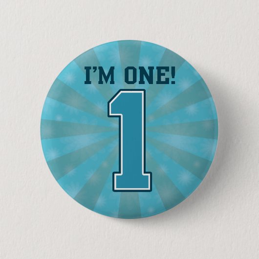 Eerste Birthday jongen, ik ben 1, Big Blue Number Ronde Button 5,7 Cm (Voorkant)