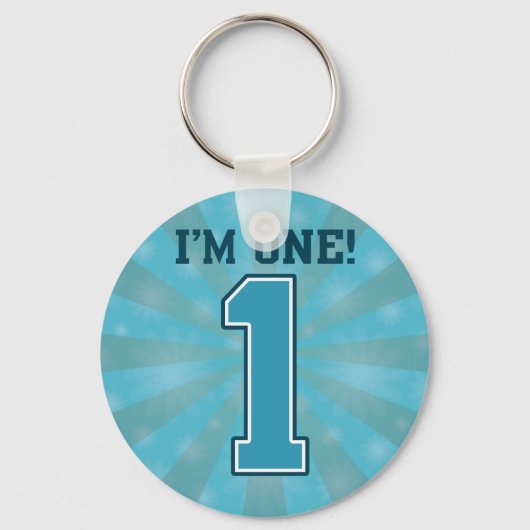 Eerste Birthday jongen, ik ben 1, Big Blue Number  Sleutelhanger (Voorkant)