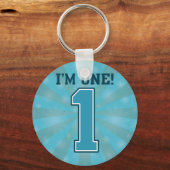 Eerste Birthday jongen, ik ben 1, Big Blue Number  Sleutelhanger (Voorkant)