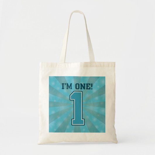 Eerste Birthday jongen, ik ben 1, Big Blue Number  Tote Bag (Voorkant)