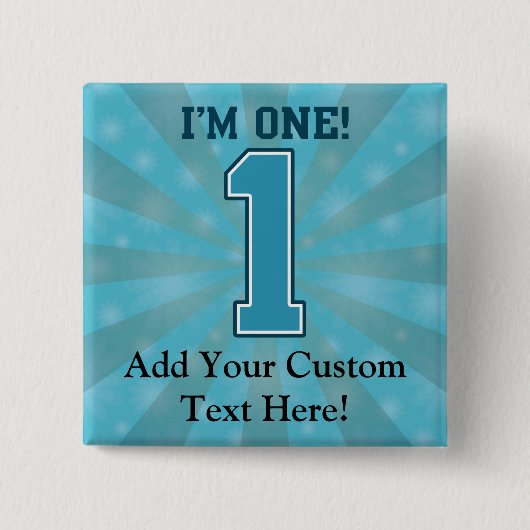 Eerste Birthday jongen, ik ben 1, Big Blue Number Vierkante Button 5,1 Cm (Voorkant)
