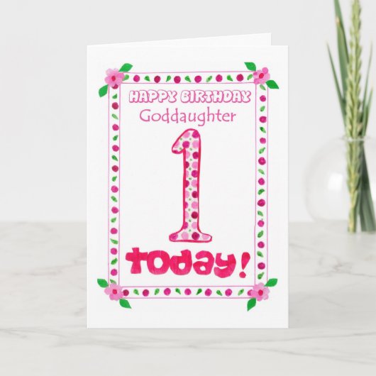 Eerste Birthday-kaart voor een goddochter Kaart (Voorkant)