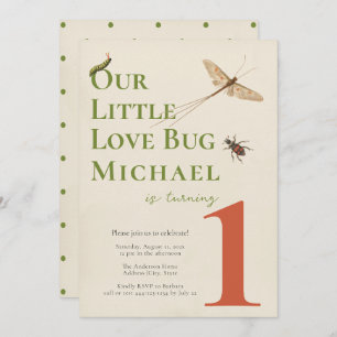 Eerste Birthday Little Love Bug Baby Uitnodiging