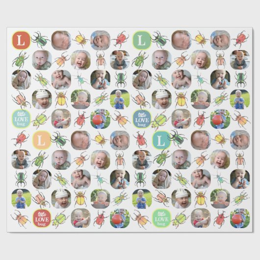 Eerste Birthday Lovebugs-fotopapier Cadeaupapier (Vlak)