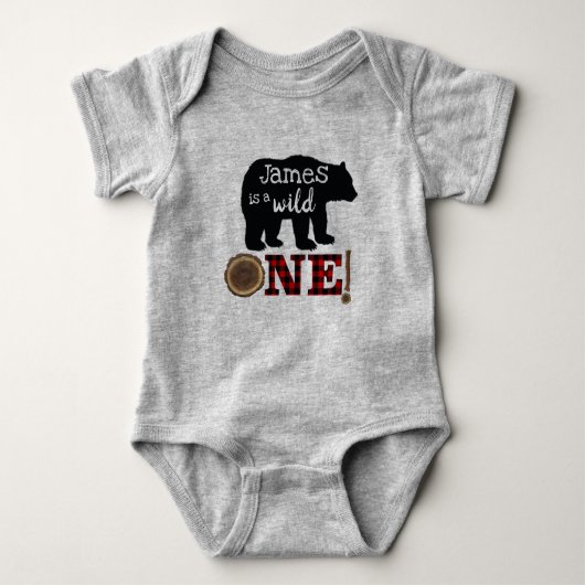 Eerste Birthday Lumberjack Baby Romper Shirt (Voorkant)