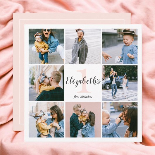 Eerste Birthday Modern Foto Uitnodiging