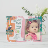 Eerste 'Birthday Party Tropic Oerwoud Invitation G Kaart (Staand voorkant)