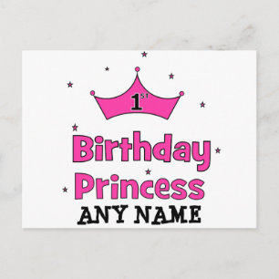 Eerste Birthday Princess!  met roze kroon Briefkaart