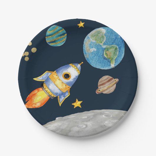 EERSTE BIRTHDAY, RUIMTE BIRTHDAY, BLAST OFF GIFT L PAPIEREN BORDJE (Voorkant)