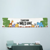 Eerste Birthday Safari Oerwoud Wild One Personaliz Spandoek (Beurs)