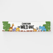 Eerste Birthday Safari Oerwoud Wild One Personaliz Spandoek (Horizontaal)
