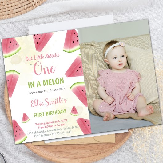 Eerste Birthday Watermelon Birthday Invitations Kaart