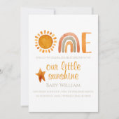 Eerste Birthday Waterverf Sun en Rainbow Boho Kaart (Voorkant)