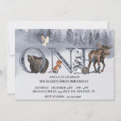 Eerste Birthday Woodland Beer Winter Waterverf Kaart (Voorkant)