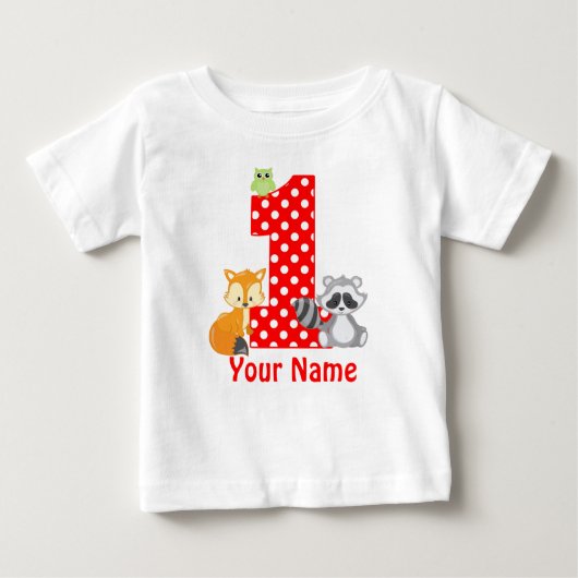 Eerste Birthday Woodland Gepersonaliseerd T-shirt (Voorkant)