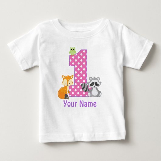 Eerste Birthday Woodland Gepersonaliseerd T-shirt (Voorkant)