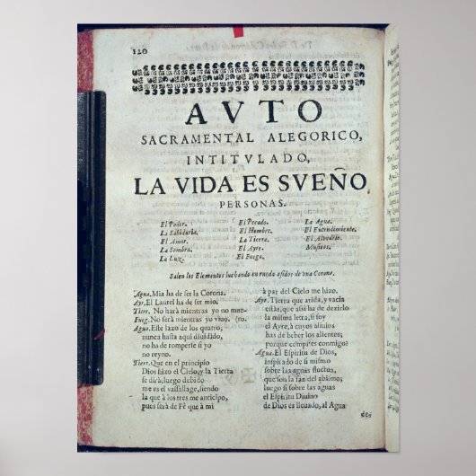 Eerste bladzijde van "La Vida es Sueno" Poster (Voorkant)