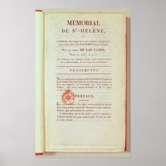 Eerste bladzijde van "Memorial de Sainte-Helene" Poster (Voorkant)