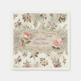 Eerste bloei baby shower servet met elegante bloem