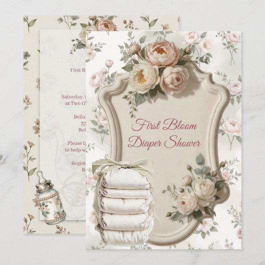 Eerste Bloei Luiershower Uitnodiging (Voorkant / Achterkant)