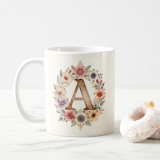 Eerste bloem boho bloemenmok koffiemok (Met donut)