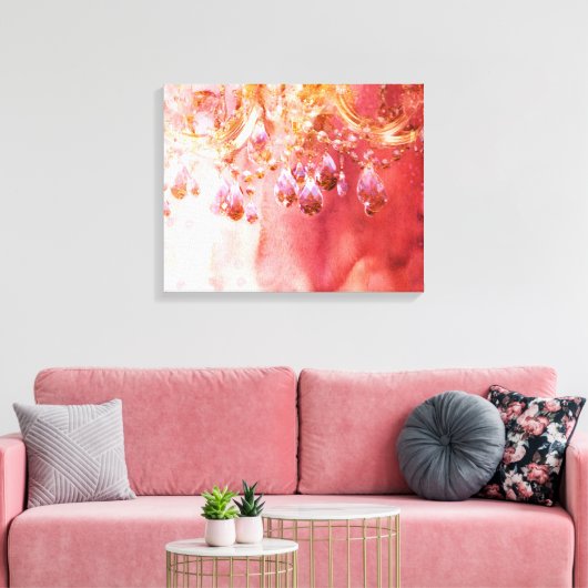 Eerste Blush  gouden roze kroonluchter canvas (Insitu (Woonkamer))