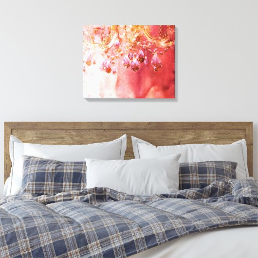 Eerste Blush gouden roze kroonluchter canvas (Insitu (Slaapkamer))