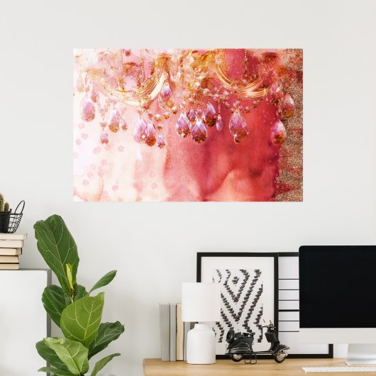 Eerste Blush  gouden roze kroonprinten Poster (Thuiskantoor)
