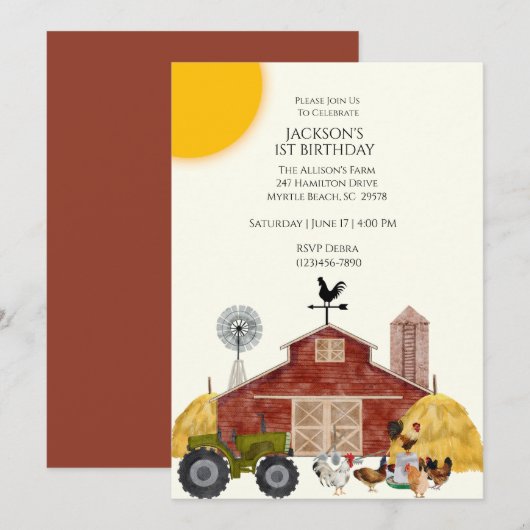 Eerste Boerderij op de geboorte Kaart (Voorkant / Achterkant)