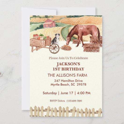 Eerste Boerderij op de geboorte Kaart (Voorkant)