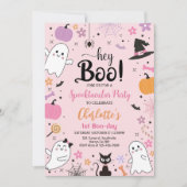Eerste Boo Day Pink Spooktacular Halloween Verjaar Kaart (Voorkant)