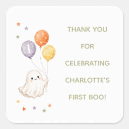 Eerste Boo Geest | Halloween Eerste Verjaardag Vierkante Sticker