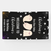 Eerste Boo-verjaardag Halloween Ghost 1e Verjaarda Spandoek (Horizontaal)
