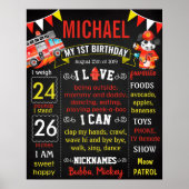 Eerste bord van Birthday-bord Fireman Poster (Voorkant)