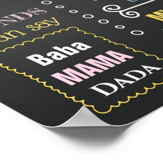 Eerste bord van de verjaardag van een meisje poster (Hoek)