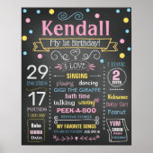 Eerste bord van de verjaardag van een meisje poster (Voorkant)