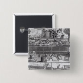 Eerste Bord van de wolenindustrie Vierkante Button 5,1 Cm (Voorkant /achterkant)