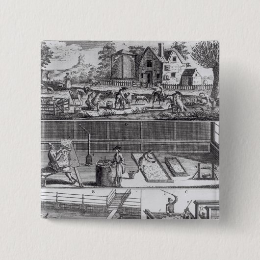 Eerste Bord van de wolenindustrie Vierkante Button 5,1 Cm (Voorkant)