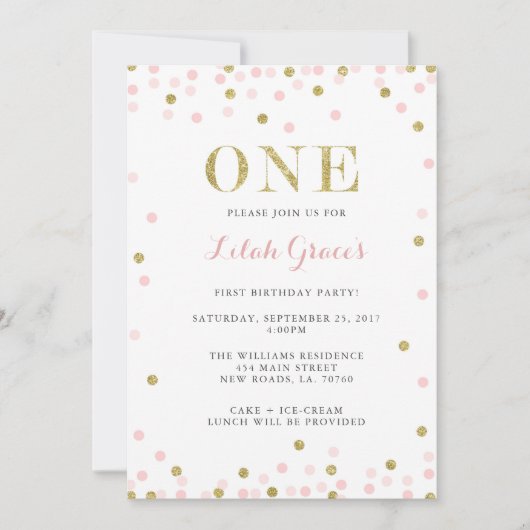 Eerste bruidsdag roze en goudkoorts kaart (Voorkant)