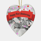 Eerste bruiloft Anniversay, Paper Anniversay Heart Keramisch Ornament (Links)
