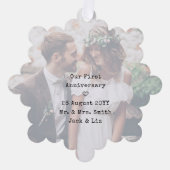 Eerste bruiloft Jubileum 2 foto's papier kerst Ornament Kaart (Voorkant)