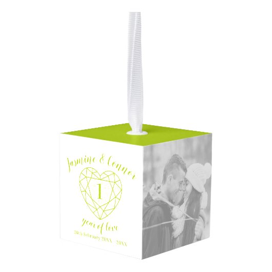 Eerste bruiloft Jubileum aangepaste foto peridot Decoratie (Achter hoekig)