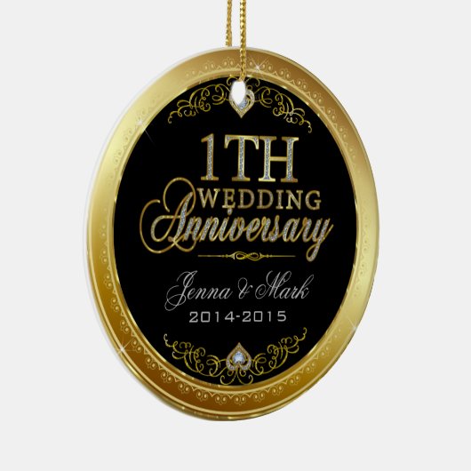 Eerste bruiloft Jubileum en diamanten Keramisch Ornament (Rechts)