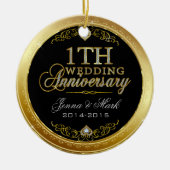 Eerste bruiloft Jubileum en diamanten Keramisch Ornament (Voorkant)