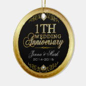 Eerste bruiloft Jubileum en diamanten Keramisch Ornament (Links)