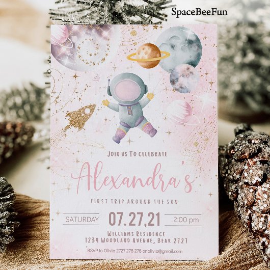 Eerste buitenruimte verjaardag uitnodiging meisje 