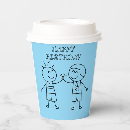 EERSTE BULT HAPPY BIRTHDAY BLUE PAPIEREN BEKERS (Voorkant)